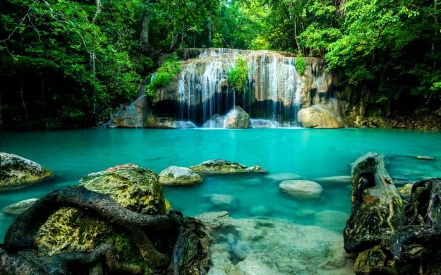 Waterfall in Erawan National Park, Thailand